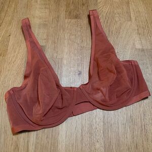 Nearly Nude 36DD Rust Mesh Unlined Underwire Bra